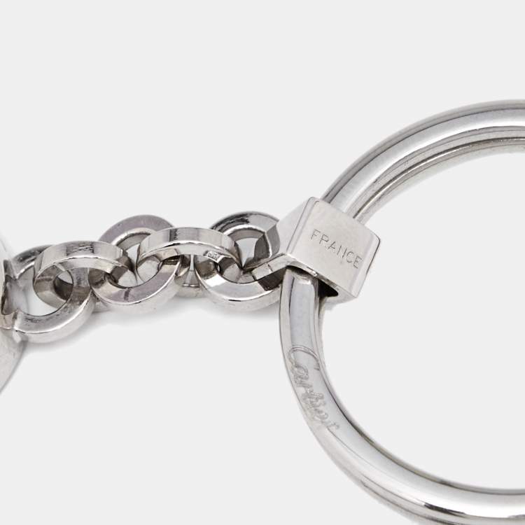 Pre Owned Cartier Double C Motif Wax Seal Stainless Steel Key Chain