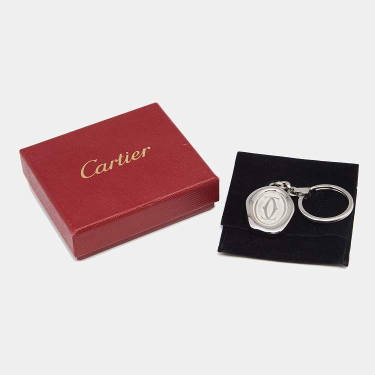 Pre Owned Cartier Double C Motif Wax Seal Stainless Steel Key Chain