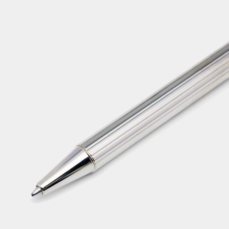 Pre Owned Cartier Textured Silver Tone Metal Ballpoint Pen