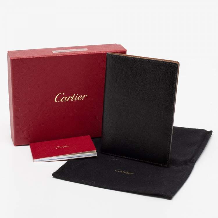 Pre Owned Cartier Black Leather Passport Holder