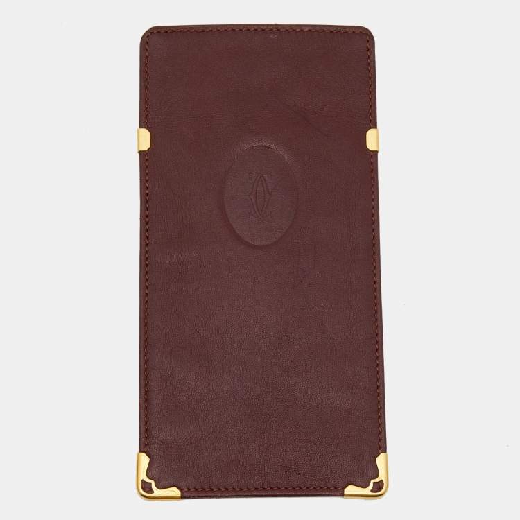 Pre Owned Cartier Maroon Leather Must de Cartier Sunglasses Case