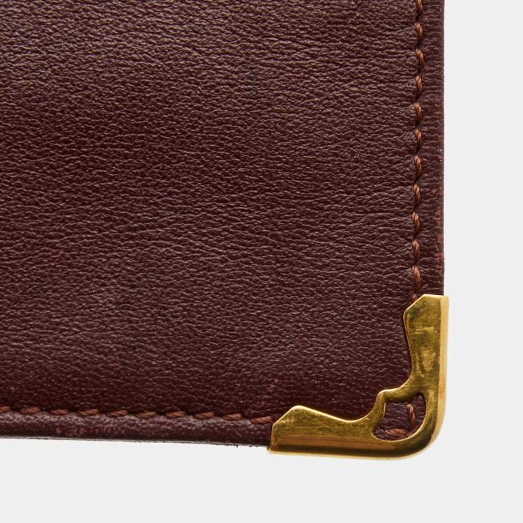 Pre Owned Cartier Maroon Leather Must de Cartier Sunglasses Case