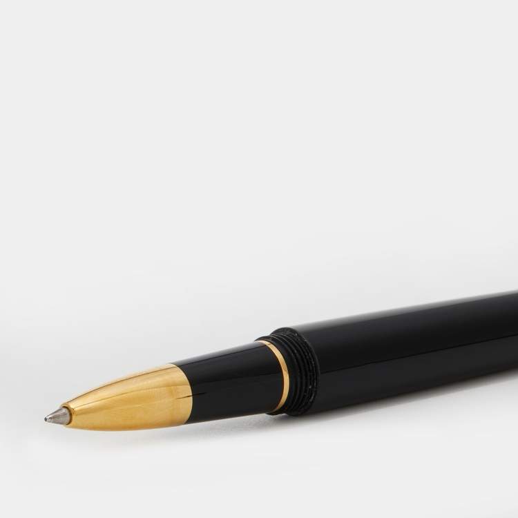 Pre Owned Cartier R De Cartier Black Composite Gold Finish Rollerball Pen