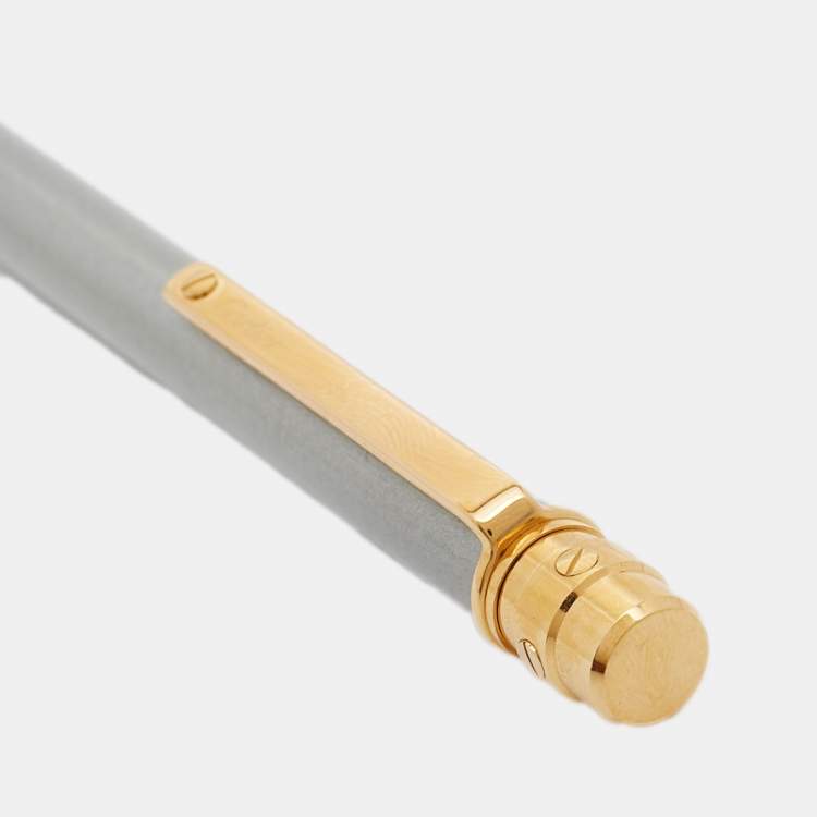 Pre Owned Cartier Silver Lacquer Santos Ballpoint Pen