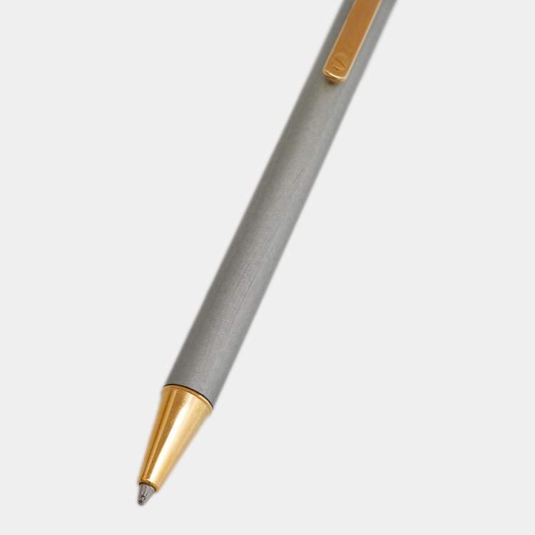 Pre Owned Cartier Silver Lacquer Santos Ballpoint Pen