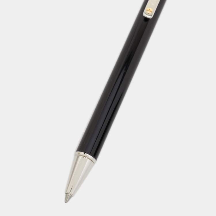 Pre Owned Cartier Black Lacquer Santos De Cartier Ballpoint Pen