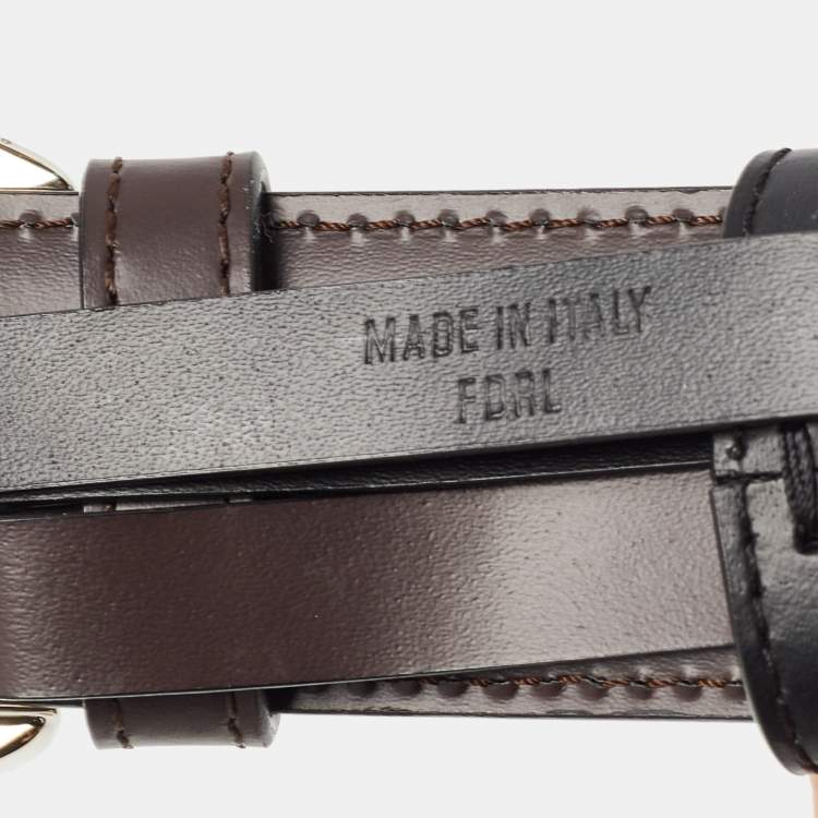 Pre Owned Cartier Black/Brown Leather Santos de Cartier Reversible Belt 