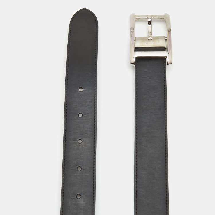 Pre Owned Cartier Black Leather Buckle Belt 100CM