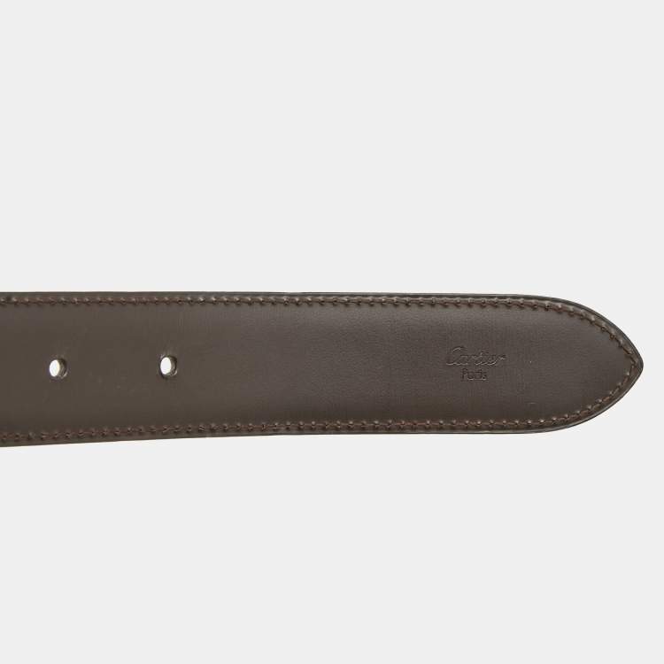 Pre Owned Cartier Black Leather Buckle Belt 100CM