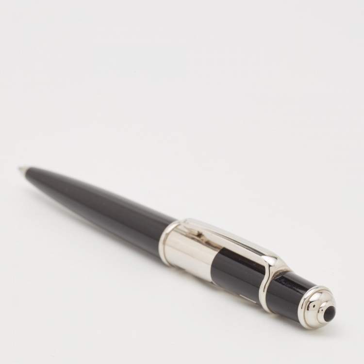 Pre Owned Cartier Diabolo de Cartier Black Lacquer Silver Tone Ballpoint Pen