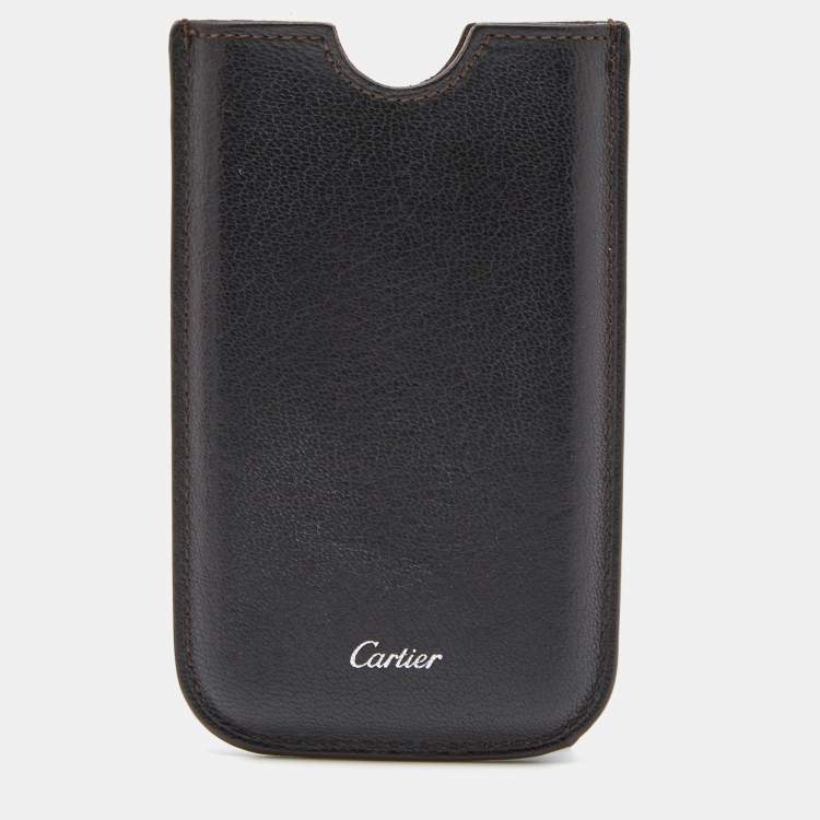 Cartier Dark Brown Leather Phone Case Cartier TLC