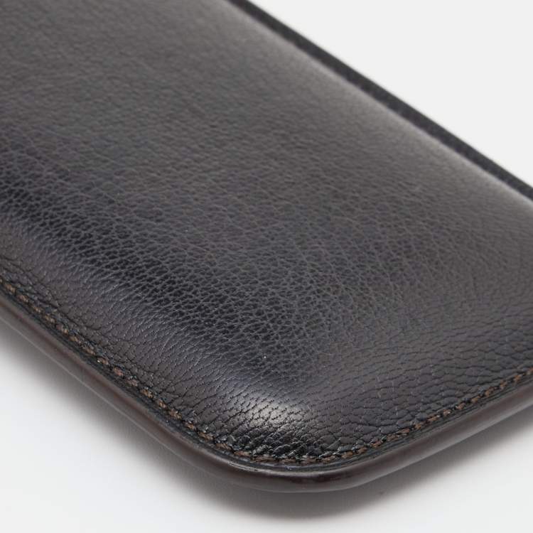 Pre Owned Cartier Dark Brown Leather Phone Case