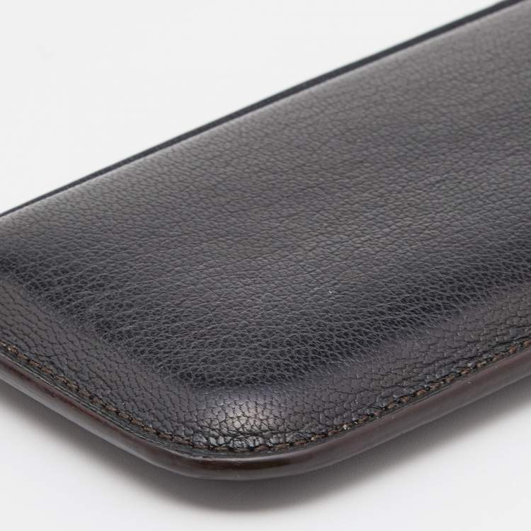 Pre Owned Cartier Dark Brown Leather Phone Case
