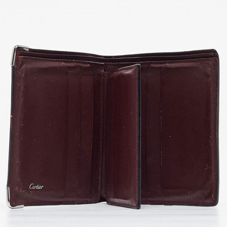 Pre Owned Cartier Black Leather Must De Cartier Bifold Wallet