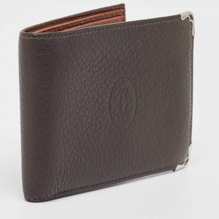 Pre Owned Cartier Brown Leather Must de Cartier 6CC Bifold Wallet