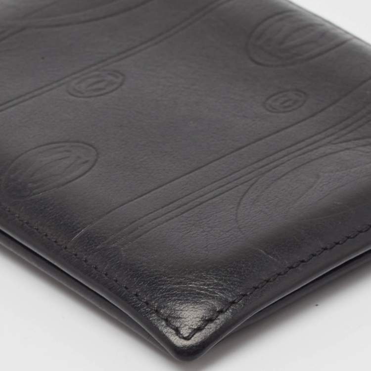Pre Owned Cartier Black Leather Happy Birthday Bifold Compact Wallet