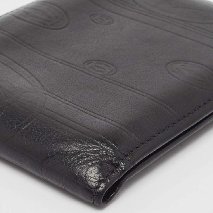 Pre Owned Cartier Black Leather Happy Birthday Bifold Compact Wallet