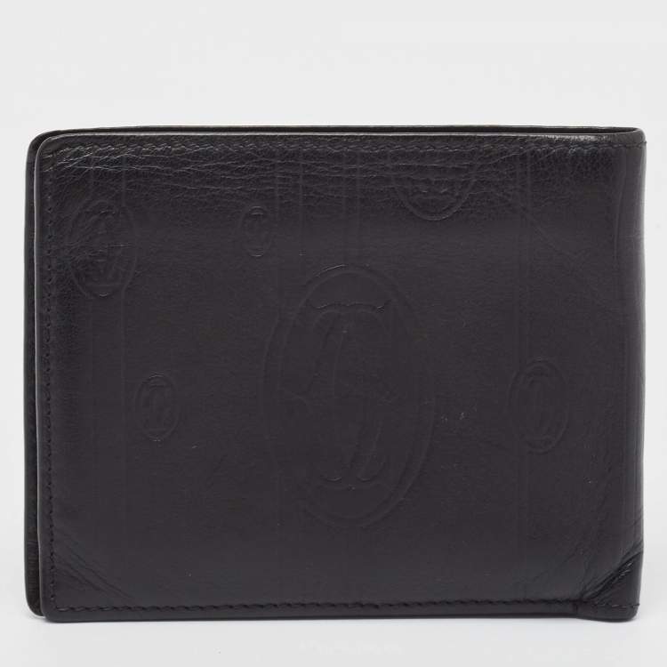 Pre Owned Cartier Black Leather Happy Birthday Bifold Compact Wallet