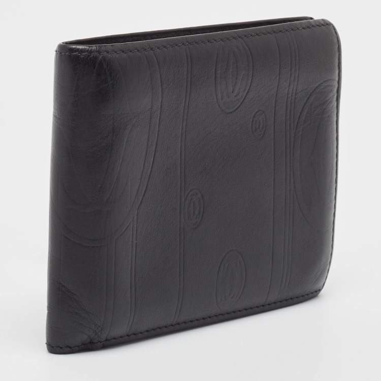 Pre Owned Cartier Black Leather Happy Birthday Bifold Compact Wallet