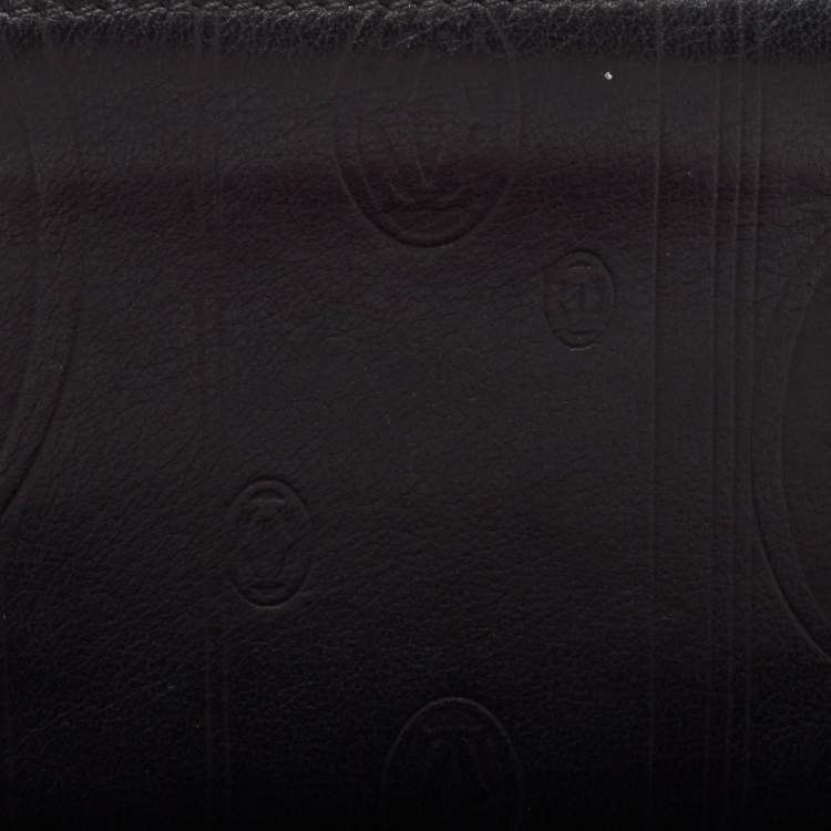 Pre Owned Cartier Black Leather Happy Birthday Bifold Compact Wallet