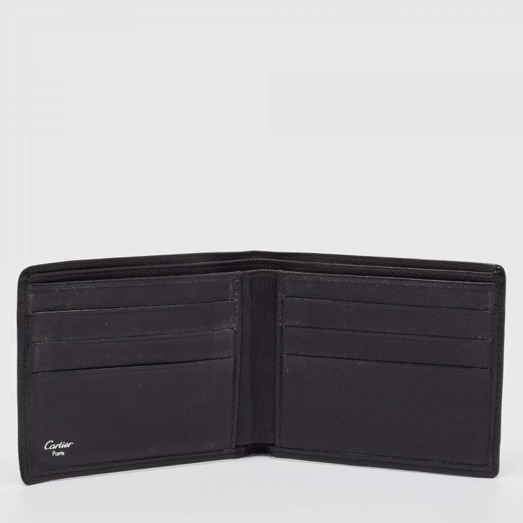 Pre Owned Cartier Black Leather Happy Birthday Bifold Compact Wallet