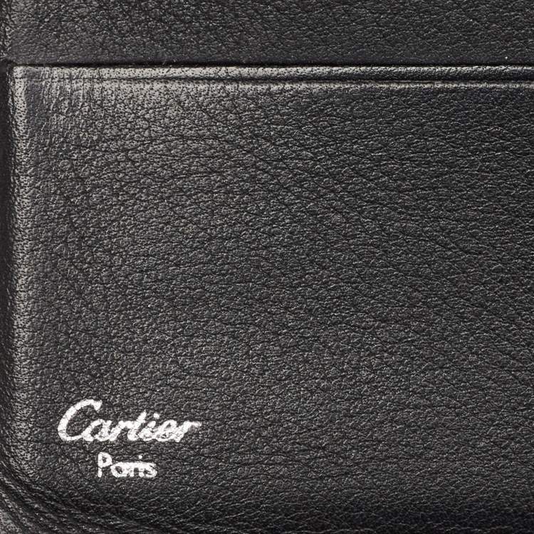 Pre Owned Cartier Black Leather Happy Birthday Bifold Compact Wallet