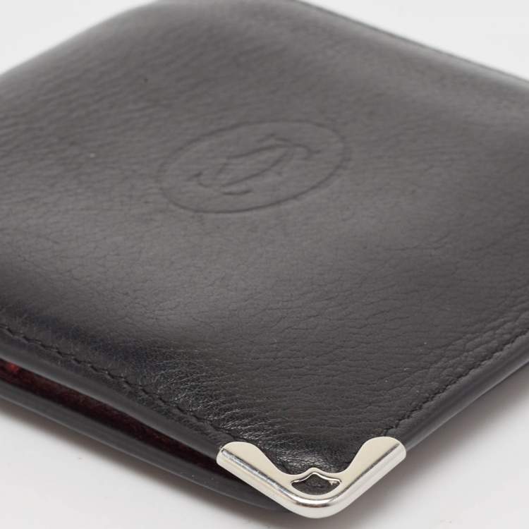 Pre Owned Cartier Black Leather Must de Cartier Bifold Wallet