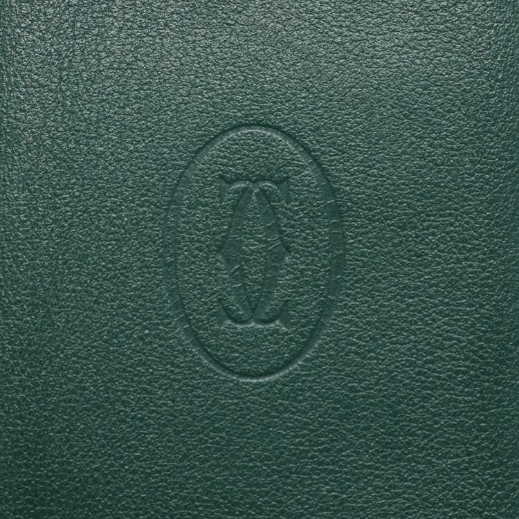 Pre Owned Cartier Green Leather Le Must De Cartier Card Holder