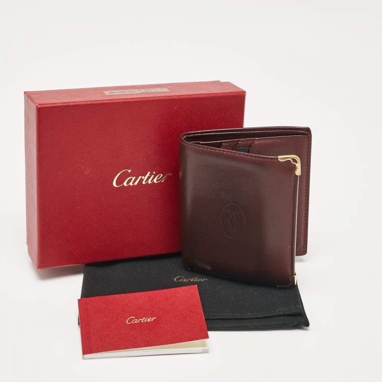 Pre Owned Cartier Red Leather Must De Cartier Multiple Wallet