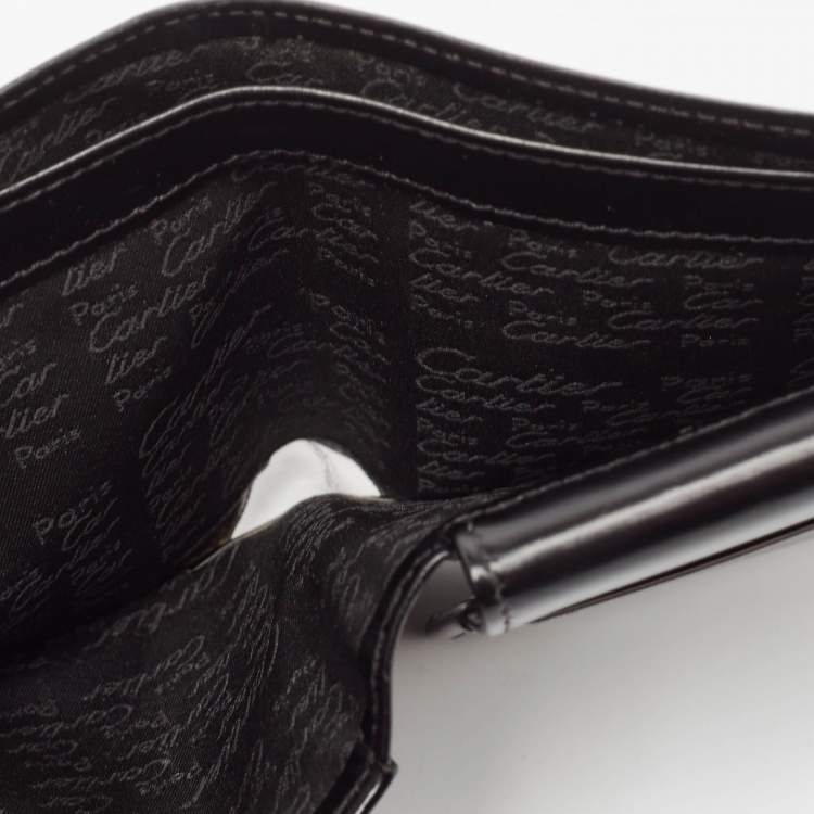 Pre Owned Cartier Black Leather Must De Cartier Bifold Wallet
