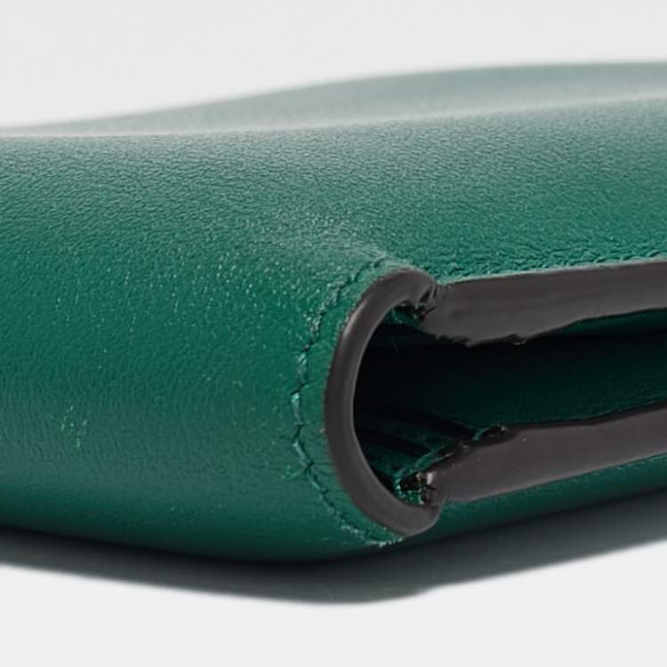 Pre Owned Cartier Green Leather Must De Cartier 6CC Bifold Wallet