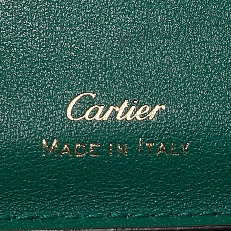 Pre Owned Cartier Green Leather Must De Cartier 6CC Bifold Wallet