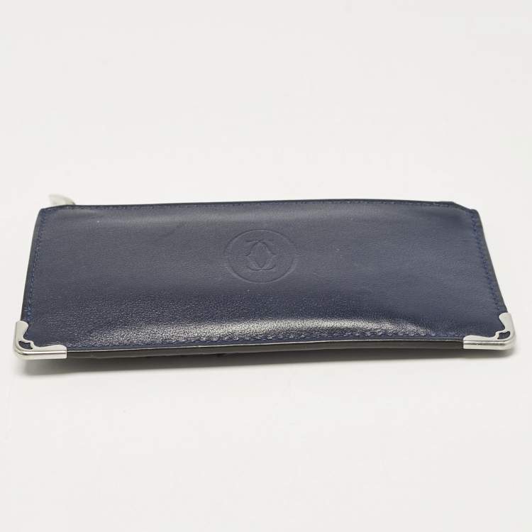 مملوكة مسبقًا Cartier Navy Blue Leather Must de Cartier Zip Card Holder