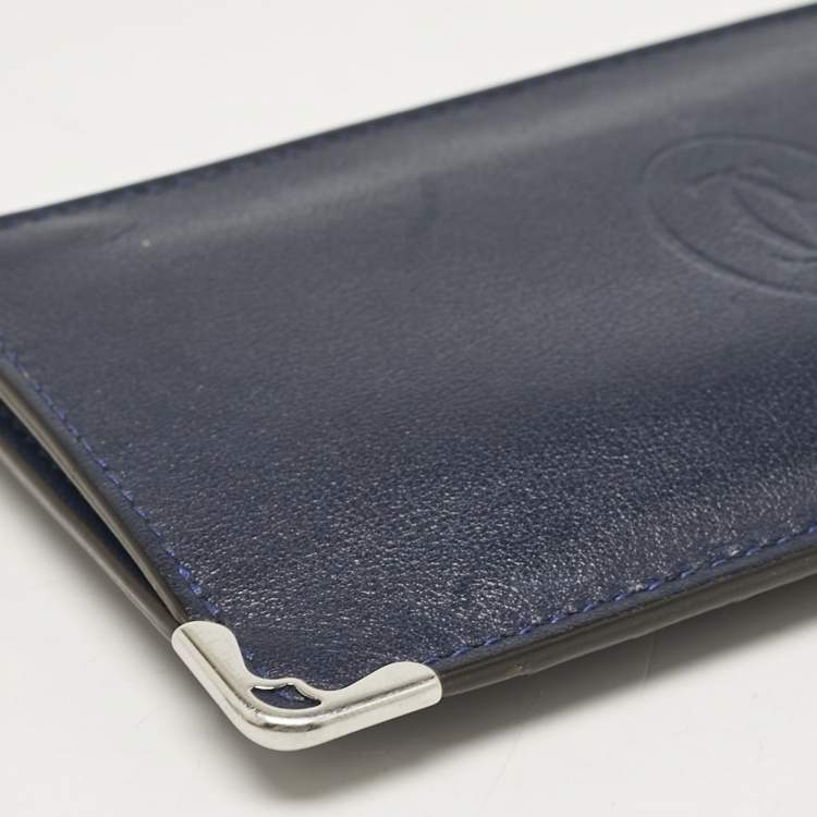 مملوكة مسبقًا Cartier Navy Blue Leather Must de Cartier Zip Card Holder