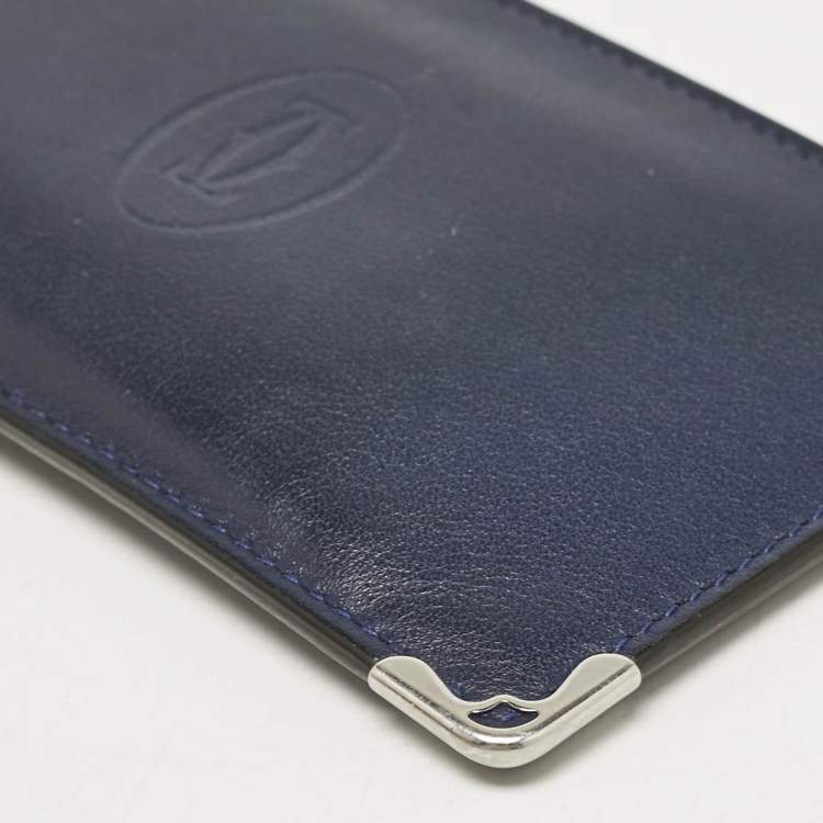 مملوكة مسبقًا Cartier Navy Blue Leather Must de Cartier Zip Card Holder