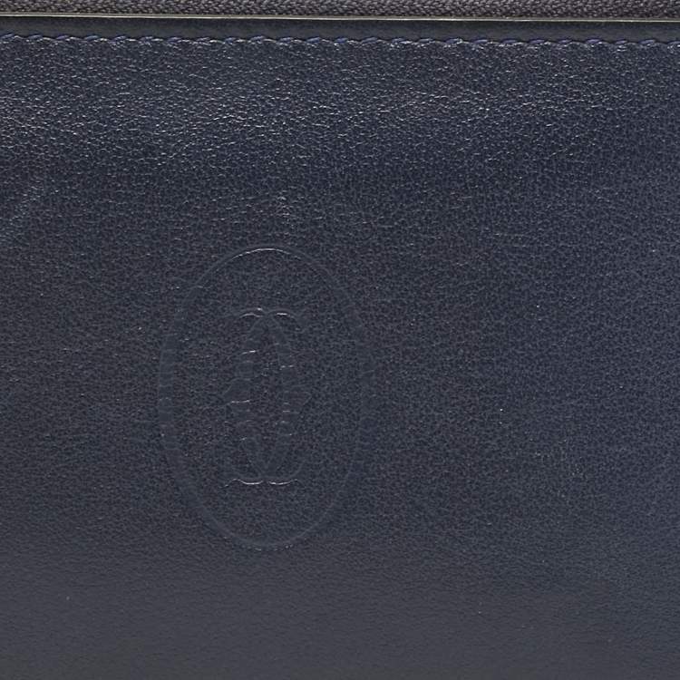 مملوكة مسبقًا Cartier Navy Blue Leather Must de Cartier Zip Card Holder