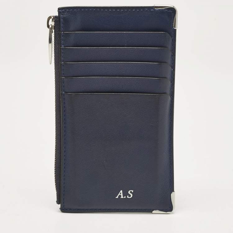 مملوكة مسبقًا Cartier Navy Blue Leather Must de Cartier Zip Card Holder
