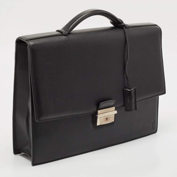 Pre Owned Cartier Black Leather Pasha Briefcase