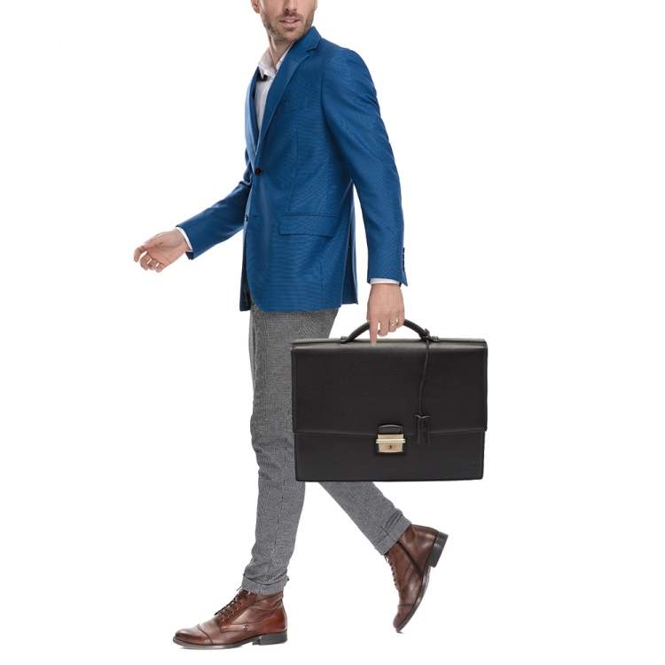 Pre Owned Cartier Black Leather Pasha Briefcase