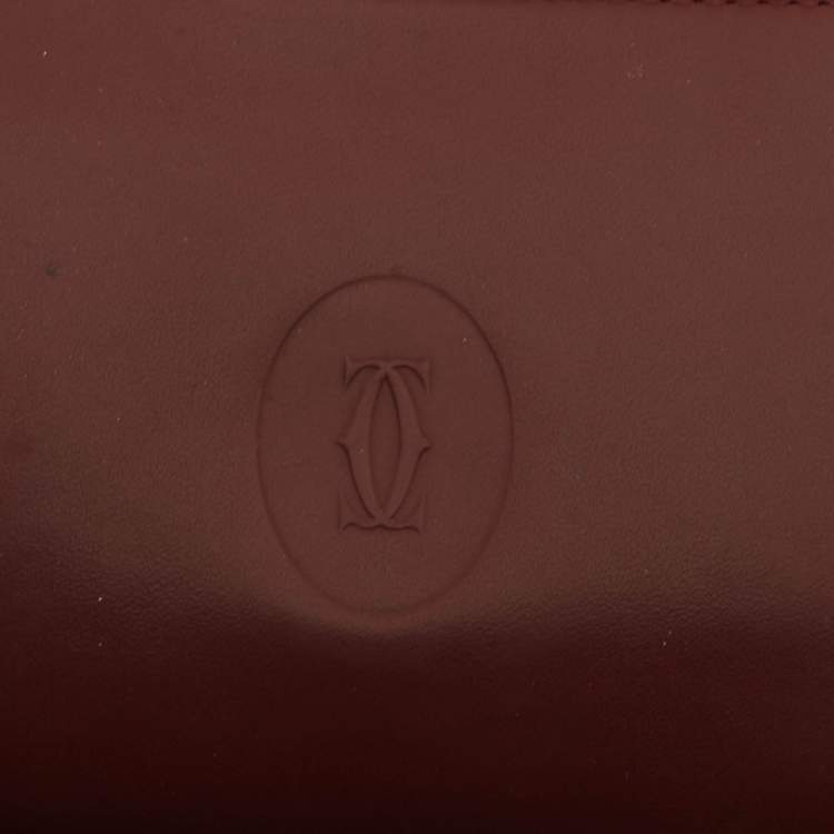 Pre Owned Cartier Brown Leather Must De Cartier 6CC Bifold Wallet