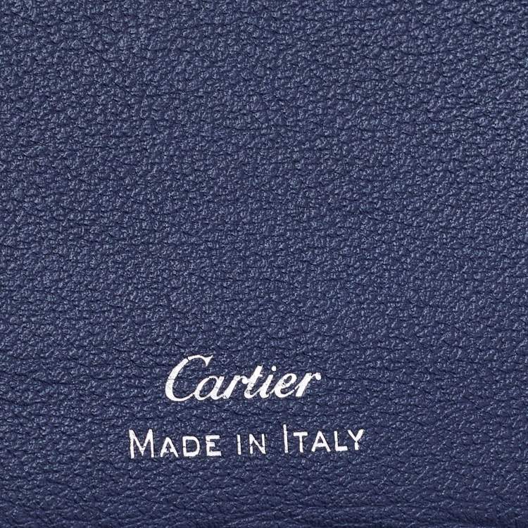 Pre Owned Cartier Blue Leather Must de Cartier Bifold Card Case