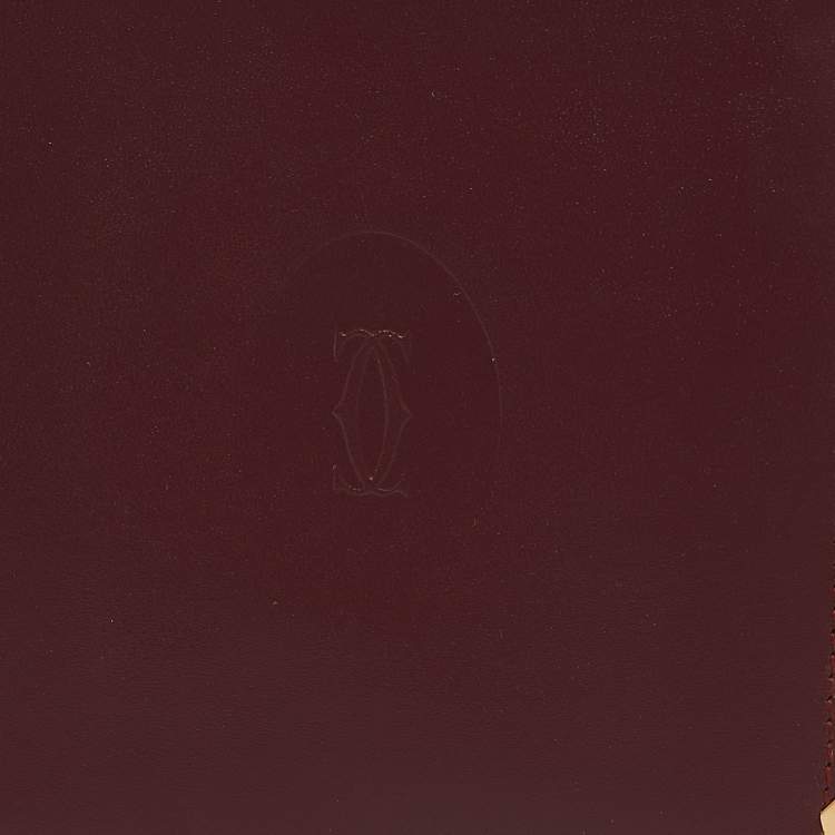 Pre Owned Cartier Dark Red Leather Must de Cartier Bifold Compact Wallet