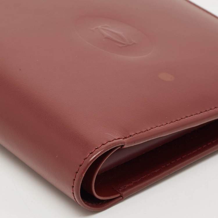 Pre Owned Cartier Burgundy Leather Must de Cartier Bifold Wallet