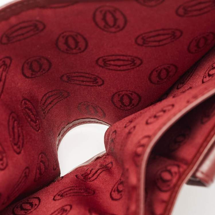 Pre Owned Cartier Burgundy Leather Must de Cartier Bifold Wallet