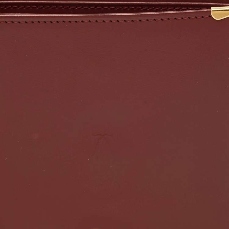 Pre Owned Cartier Burgundy Leather Must de Cartier Bifold Wallet