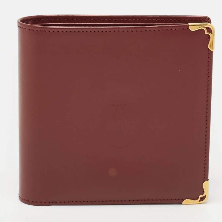 Pre Owned Cartier Burgundy Leather Must de Cartier Bifold Wallet