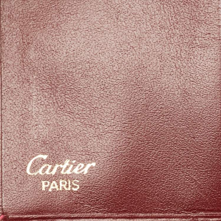 Pre Owned Cartier Burgundy Leather Must de Cartier Bifold Wallet 