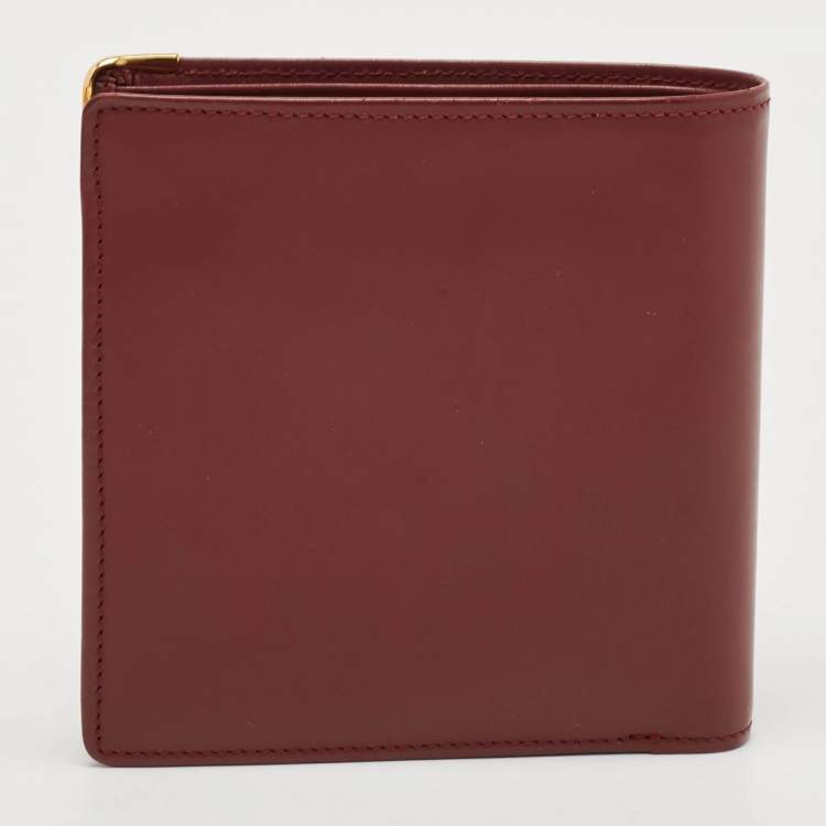 Pre Owned Cartier Burgundy Leather Must de Cartier Bifold Wallet 