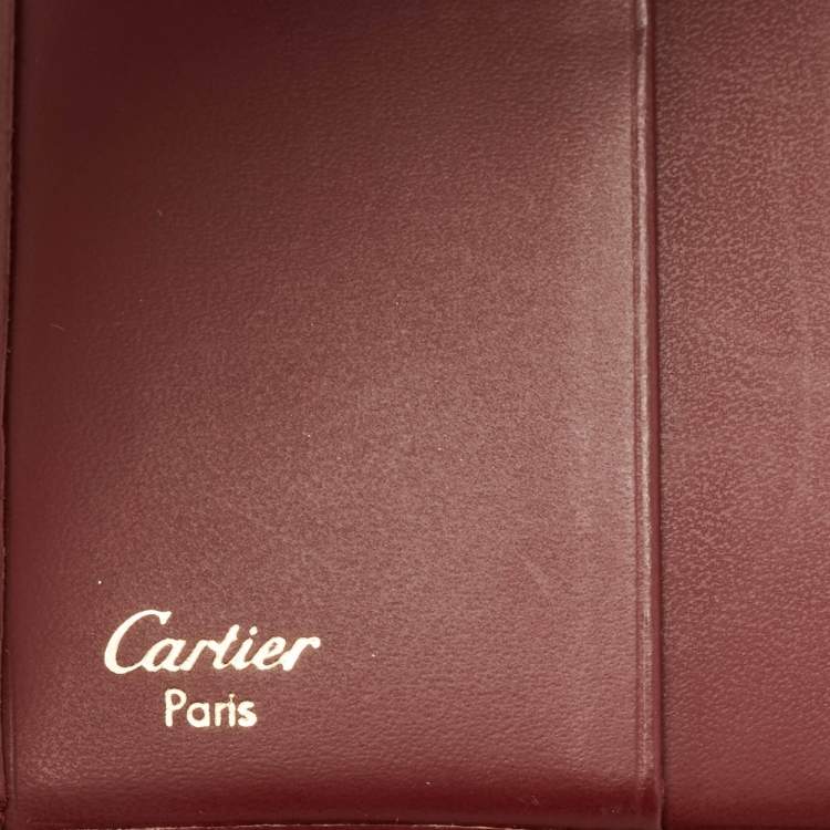Pre Owned Cartier Burgundy Leather Must de Cartier Bifold Wallet 