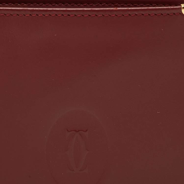 Pre Owned Cartier Burgundy Leather Must de Cartier Bifold Wallet 